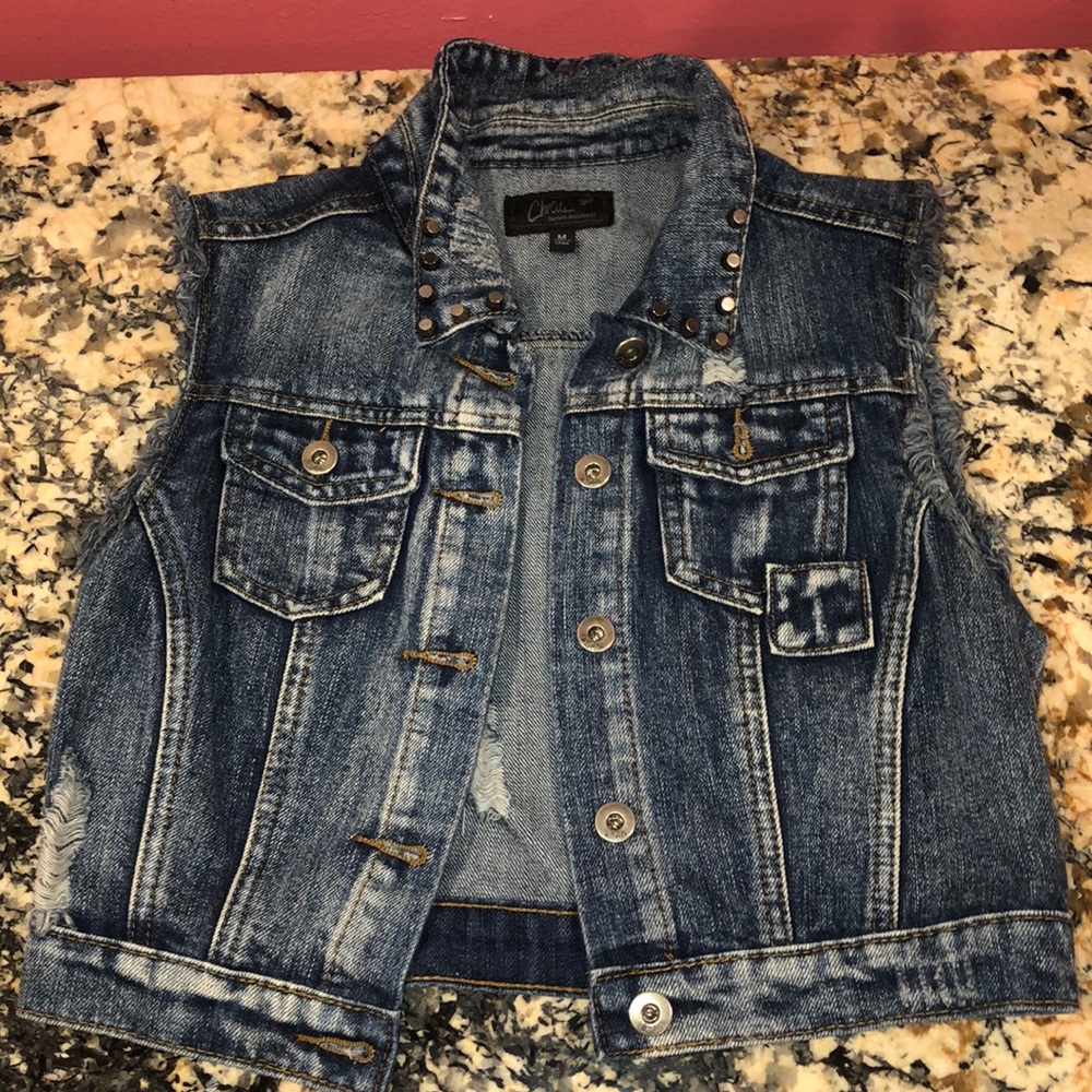 Vintage sleeveless jean jacket